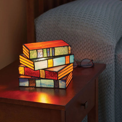 🎁-📚Stained Glass Stacked Books Lamp